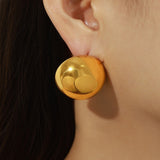 Classic Style Fashion All-match Round Earrings Titanium Steel Gold-plated Earrings For Women