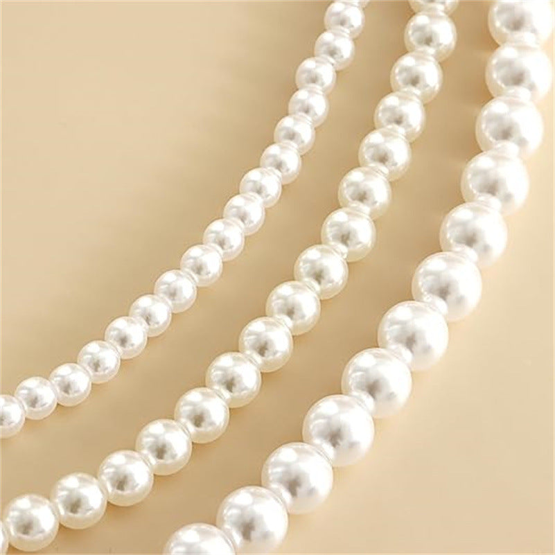 Personalized Detachable Trendy Cool Multi-layer Artificial Pearl Chain-sense Buckle Anklet Ornament